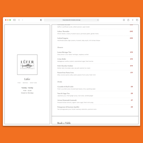 Lüfer Restaurant Template — Next.js 16, React 19, Tailwind CSS 4