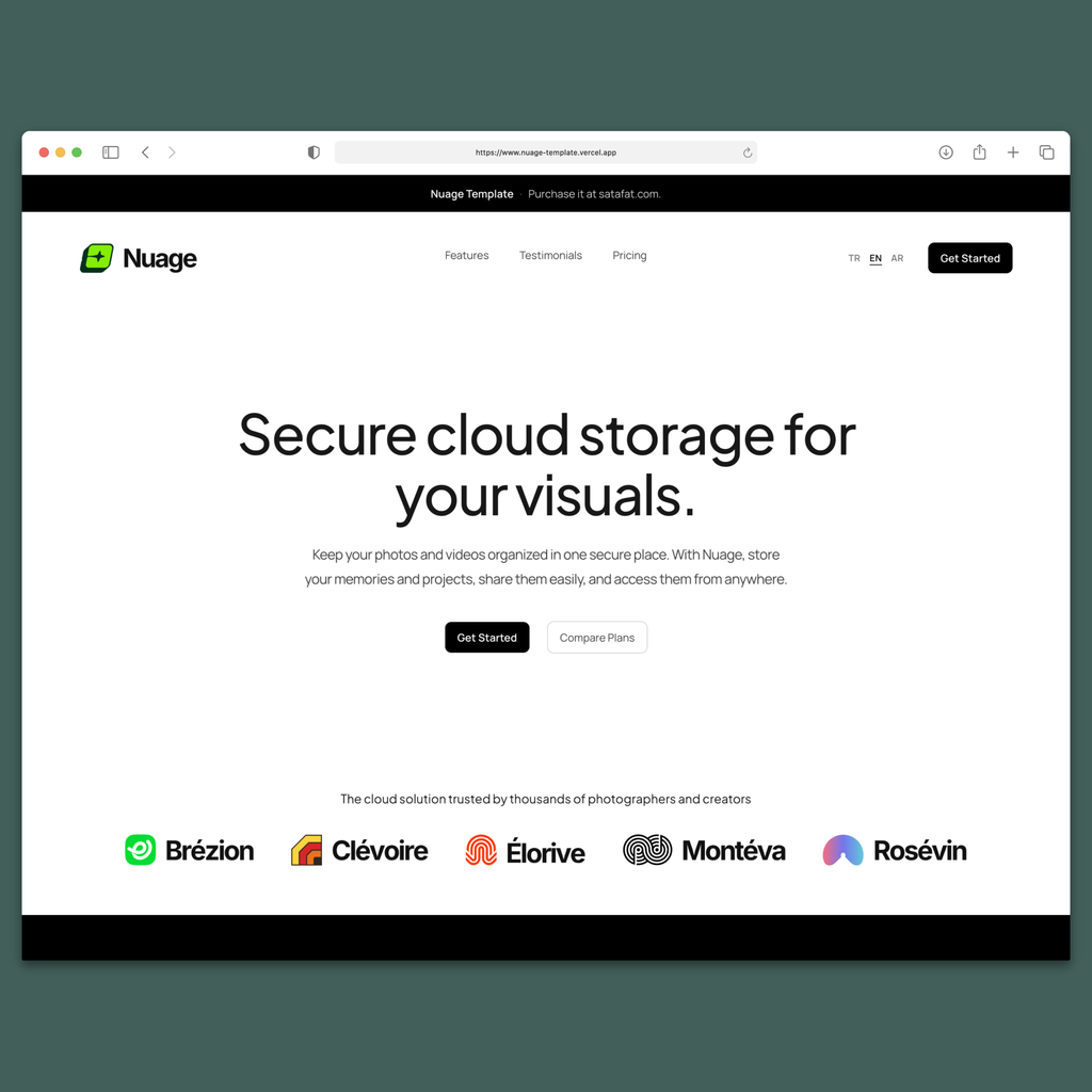 Nuage – Multilingual Next.js 16 SaaS Landing Page Template
